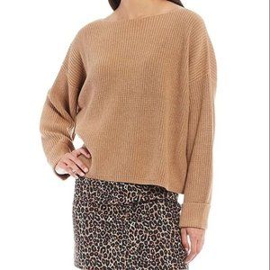 French Connection Beige Millie Mozart Knits Cotton Boat Neck Sweater